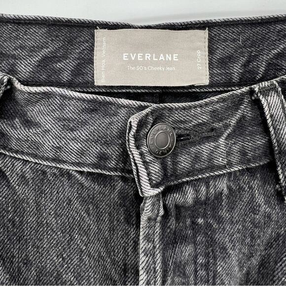 Everlane The 90’s Cheeky Jean Cropped Ankle Raw Hem Frayed Edge Black Gray 27 - Picture 11 of 15
